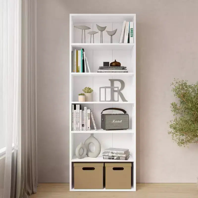 Homez Scaffale libreria etagere in legno a 6 ripiani alto 160 cm con ripiani regolabili