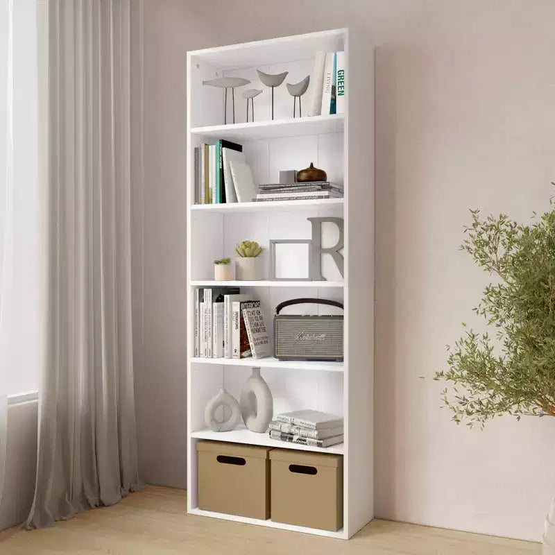 Homez Scaffale libreria etagere in legno a 6 ripiani alto 160 cm con ripiani regolabili