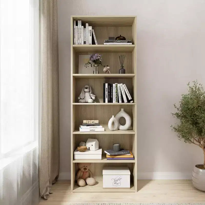 Homez Scaffale libreria etagere in legno a 6 ripiani alto 160 cm con ripiani regolabili