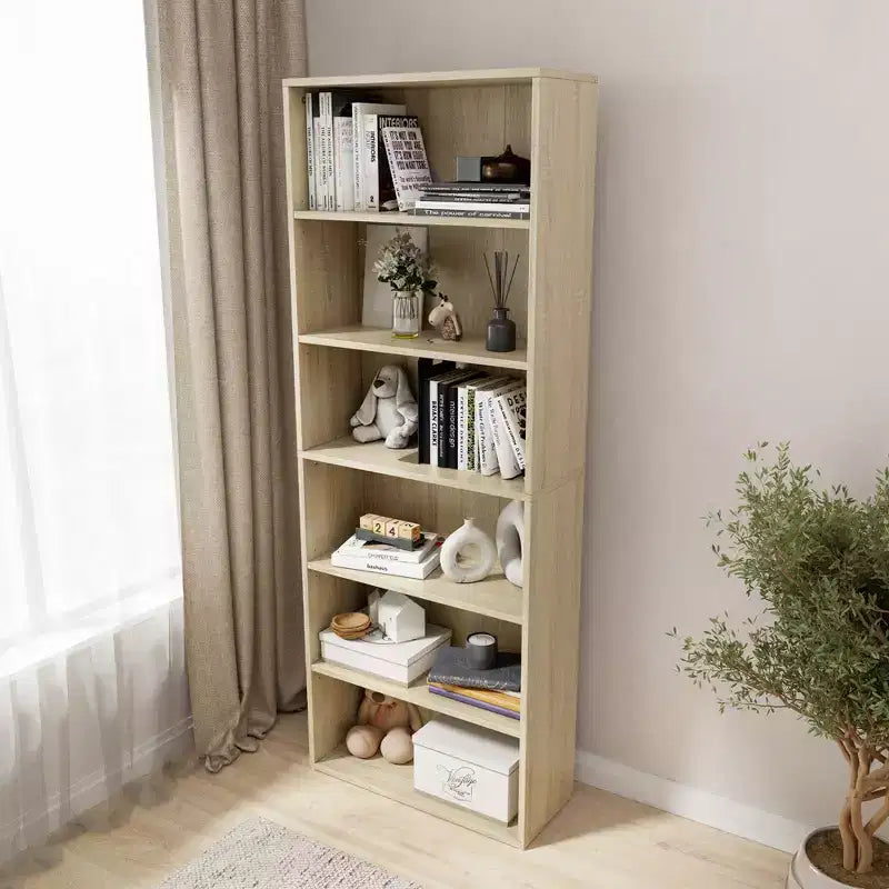 Homez Scaffale libreria etagere in legno a 6 ripiani alto 160 cm con ripiani regolabili