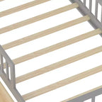Letto a piattaforma in legno per bambini, una piazza, con 2 cassetti portaoggetti e sponde di protezione su entrambi i lati