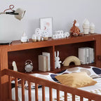Letto a piattaforma in legno per bambini, una piazza, con 2 cassetti portaoggetti e sponde di protezione su entrambi i lati