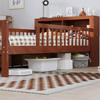 Letto a piattaforma in legno per bambini, una piazza, con 2 cassetti portaoggetti e sponde di protezione su entrambi i lati