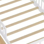 Letto a piattaforma in legno per bambini, una piazza, con 2 cassetti portaoggetti e sponde di protezione su entrambi i lati