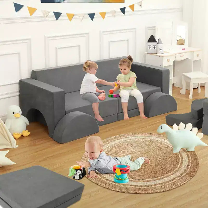 8 divani modulari per bambini, divano da terra per bambini e bambine, divano letto convertibile con fodera lavabile in lavatrice, divano multifunzionale per il gioco