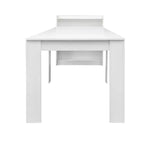 Tavolo da pranzo moderno allungabile in noce con vano portaoggetti, facile montaggio, design rettangolare.