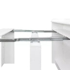 Tavolo da pranzo moderno allungabile in noce con vano portaoggetti, facile montaggio, design rettangolare.