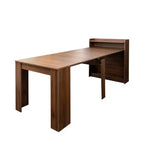 Tavolo da pranzo moderno allungabile in noce con vano portaoggetti, facile montaggio, design rettangolare.