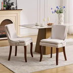 MAYEERTY Modern Dining Chairs - Double-Layer Chenille Cushion, Curved Solid Wood Legs, Mid-Back,, Set of 2