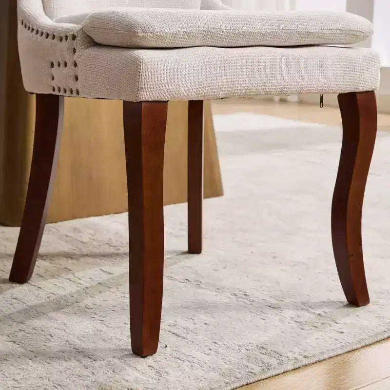 MAYEERTY Sedie da pranzo moderne - Cuscino in ciniglia a doppio strato, gambe curve in legno massello, schienale medio, set da 2
