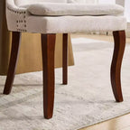 MAYEERTY Sedie da pranzo moderne - Cuscino in ciniglia a doppio strato, gambe curve in legno massello, schienale medio, set da 2