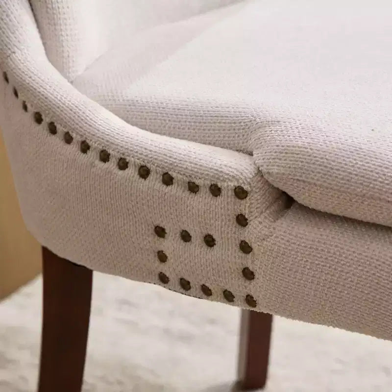 MAYEERTY Sedie da pranzo moderne - Cuscino in ciniglia a doppio strato, gambe curve in legno massello, schienale medio, set da 2