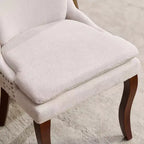 MAYEERTY Sedie da pranzo moderne - Cuscino in ciniglia a doppio strato, gambe curve in legno massello, schienale medio, set da 2