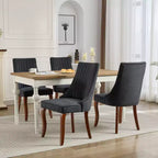 MAYEERTY Sedie da pranzo moderne - Cuscino in ciniglia a doppio strato, gambe curve in legno massello, schienale medio, set da 2