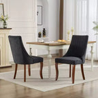 MAYEERTY Sedie da pranzo moderne - Cuscino in ciniglia a doppio strato, gambe curve in legno massello, schienale medio, set da 2