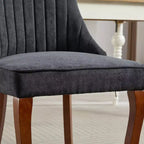 MAYEERTY Sedie da pranzo moderne - Cuscino in ciniglia a doppio strato, gambe curve in legno massello, schienale medio, set da 2