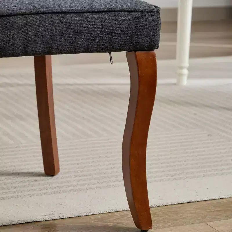 MAYEERTY Sedie da pranzo moderne - Cuscino in ciniglia a doppio strato, gambe curve in legno massello, schienale medio, set da 2