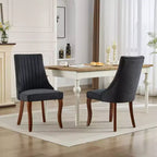 MAYEERTY Sedie da pranzo moderne - Cuscino in ciniglia a doppio strato, gambe curve in legno massello, schienale medio, set da 2