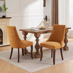 MAYEERTY Sedie da pranzo moderne - Cuscino in ciniglia a doppio strato, gambe curve in legno massello, schienale medio, set da 2