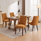 MAYEERTY Sedie da pranzo moderne - Cuscino in ciniglia a doppio strato, gambe curve in legno massello, schienale medio, set da 2