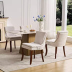 MAYEERTY Sedie da pranzo moderne - Cuscino in ciniglia a doppio strato, gambe curve in legno massello, schienale medio, set da 2