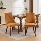 MAYEERTY Sedie da pranzo moderne - Cuscino in ciniglia a doppio strato, gambe curve in legno massello, schienale medio, set da 2
