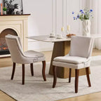 MAYEERTY Sedie da pranzo moderne - Cuscino in ciniglia a doppio strato, gambe curve in legno massello, schienale medio, set da 2