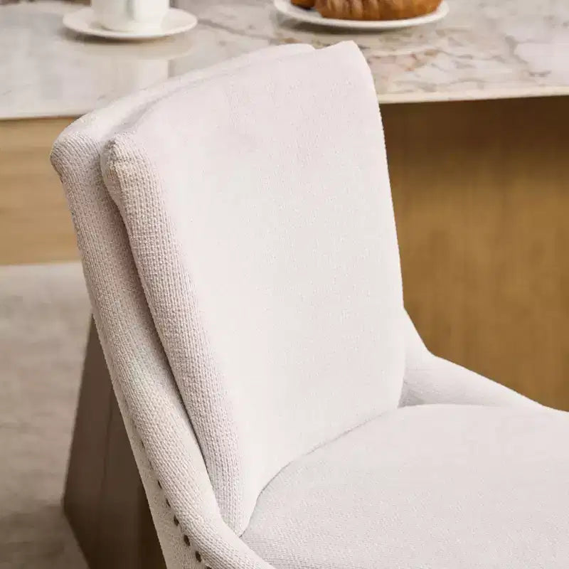 MAYEERTY Sedie da pranzo moderne - Cuscino in ciniglia a doppio strato, gambe curve in legno massello, schienale medio, set da 2