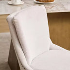 MAYEERTY Sedie da pranzo moderne - Cuscino in ciniglia a doppio strato, gambe curve in legno massello, schienale medio, set da 2