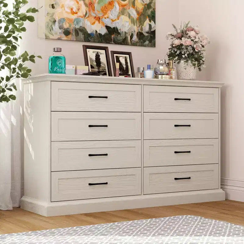 Cassettiera vintage Famapy a 8 cassetti con maniglie in metallo nero, mobile contenitore con cassetti di grande capacità per l'organizzazione della camera da letto/soggiorno