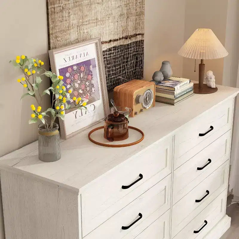 Cassettiera vintage Famapy a 8 cassetti con maniglie in metallo nero, mobile contenitore con cassetti di grande capacità per l'organizzazione della camera da letto/soggiorno