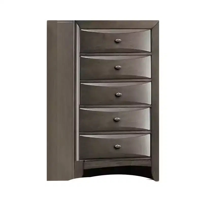 Cassettiera alta Royal Hampton, 5 cassetti, maniglie cromate, grigio scuro moderno