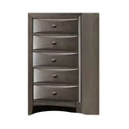 Cassettiera alta Royal Hampton, 5 cassetti, maniglie cromate, grigio scuro moderno