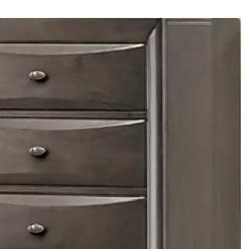 Cassettiera alta Royal Hampton, 5 cassetti, maniglie cromate, grigio scuro moderno