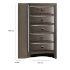 Cassettiera alta Royal Hampton, 5 cassetti, maniglie cromate, grigio scuro moderno