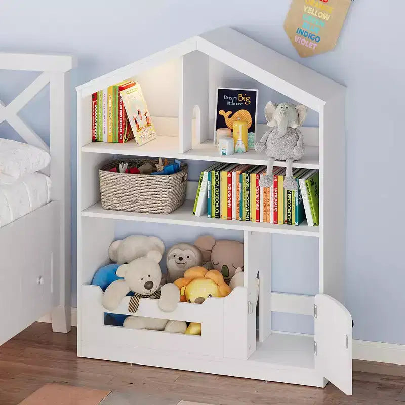 Libreria per bambini con luce, libreria a forma di casa delle bambole con sensore di movimento