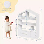 Libreria per bambini con luce, libreria a forma di casa delle bambole con sensore di movimento
