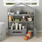Libreria per bambini con luce, libreria a forma di casa delle bambole con sensore di movimento