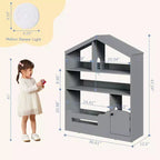 Libreria per bambini con luce, libreria a forma di casa delle bambole con sensore di movimento