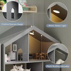 Libreria per bambini con luce, libreria a forma di casa delle bambole con sensore di movimento