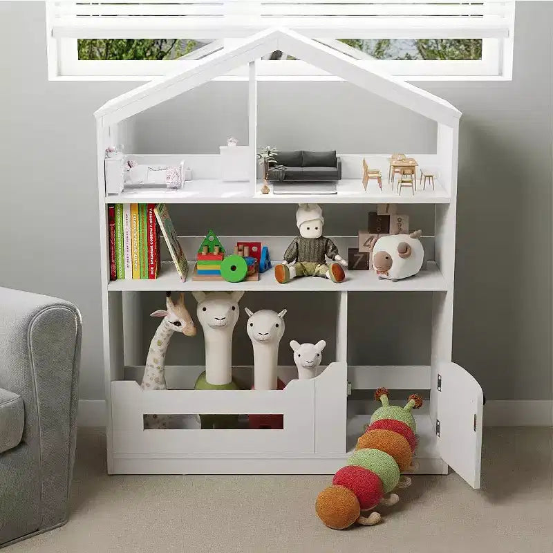 Libreria per bambini con luce, libreria a forma di casa delle bambole con sensore di movimento