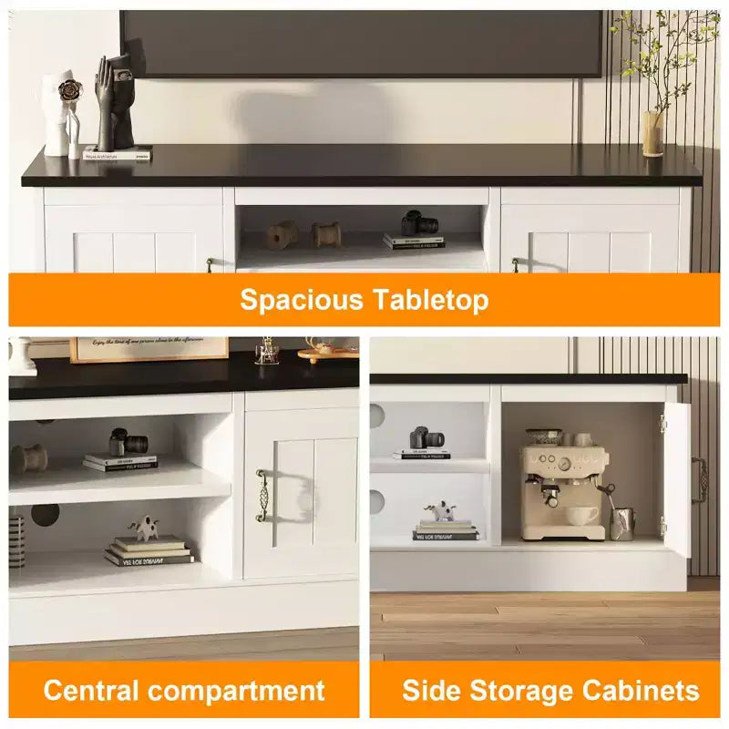 Mobile TV in stile rustico con armadietto contenitore, moderno mobile console con venature del legno effetto rustico, adatto per soggiorni e uffici domestici.