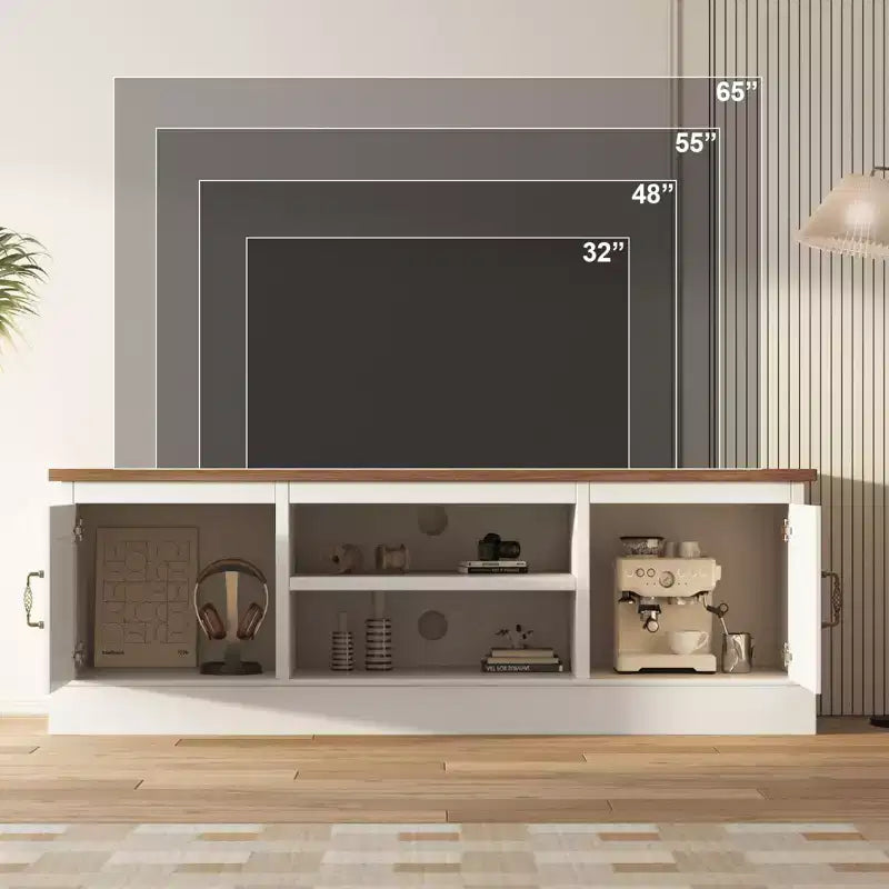 Mobile TV in stile rustico con armadietto contenitore, moderno mobile console con venature del legno effetto rustico, adatto per soggiorni e uffici domestici.