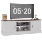 Mobile TV in stile rustico con armadietto contenitore, moderno mobile console con venature del legno effetto rustico, adatto per soggiorni e uffici domestici.