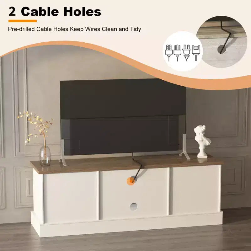 Mobile TV in stile rustico con armadietto contenitore, moderno mobile console con venature del legno effetto rustico, adatto per soggiorni e uffici domestici.
