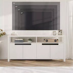 Mobile TV stile rustico con contenitore e ripiani aperti, mobile multimediale alto e moderno per soggiorno o camera da letto
