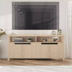 Mobile TV stile rustico con contenitore e ripiani aperti, mobile multimediale alto e moderno per soggiorno o camera da letto