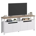 Farmhouse-Style TV Console with Storage and Open Shelving Modern Tall Media Cabinet for Living Room or Bedroom