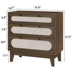 Comodino a tre cassetti, comodino sottile in legno stile Modern Farmhouse con tre cassetti, per camera da letto o soggiorno