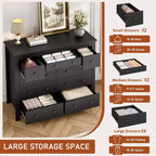 Cassettiera portaoggetti moderna in legno per armadio, comò grande nero a 10 cassetti per camera da letto, cassetti profondi,